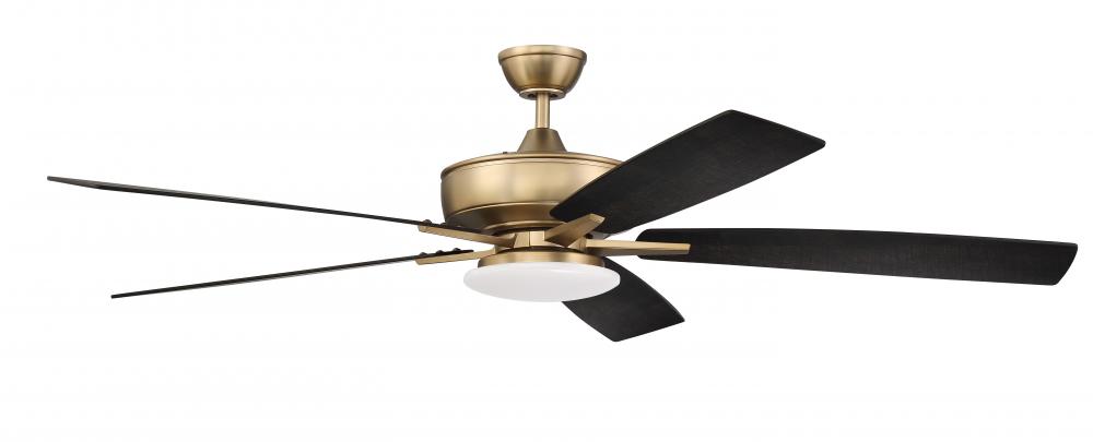 Super Pro 112 60&#34; 5-Blade Ceiling Fan in Satin Brass w/ Black Walnut/Flat Black Blades