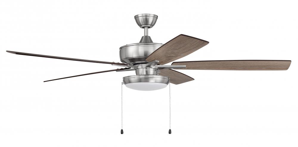 Super Pro 119 60&#34; 5-Blade Ceiling Fan in Brushed Polished Nickel w/ Driftwood/Grey Walnut Blades