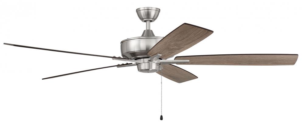 Super Pro 60&#34; 5-Blade Ceiling Fan in Brushed Polished Nickel w/ Driftwood/Grey Walnut Blades