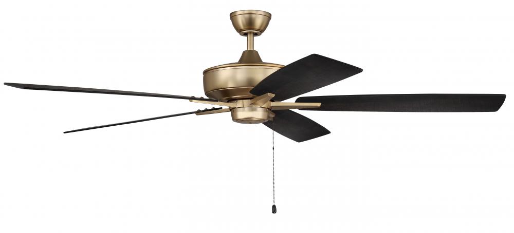Super Pro 60&#34; 5-Blade Ceiling Fan in Satin Brass w/ Black Walnut/Flat Black Blades