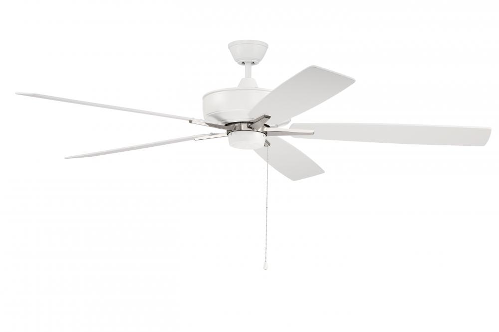 Super Pro 60&#34; 5-Blade Ceiling Fan in White/Polished Nickel w/ White/Washed Oak Blades