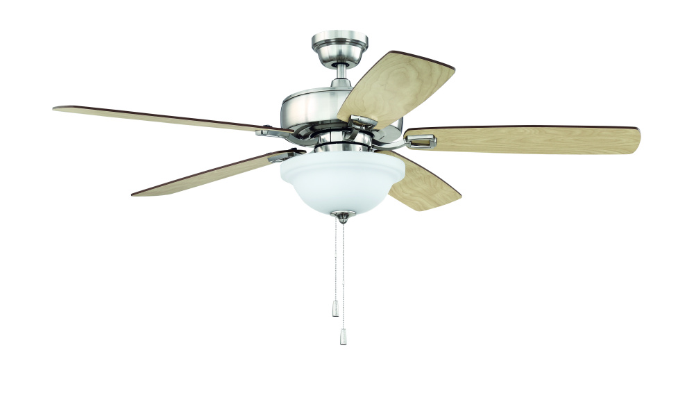 Twist N Click 52&#34; 5-Blade Ceiling Fan in Brushed Polished Nickel w/ Ash/Mahogany Blades