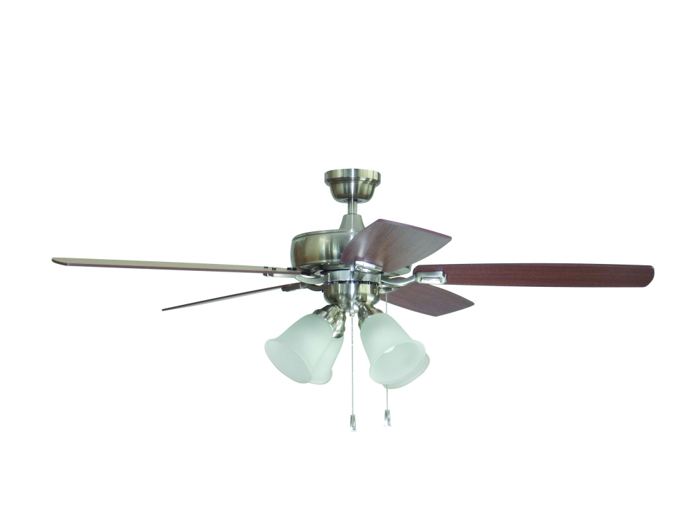 Twist N Click 52&#34; 5-Blade Ceiling Fan in Brushed Polished Nickel w/ Ash/Mahogany Blades (4-Light