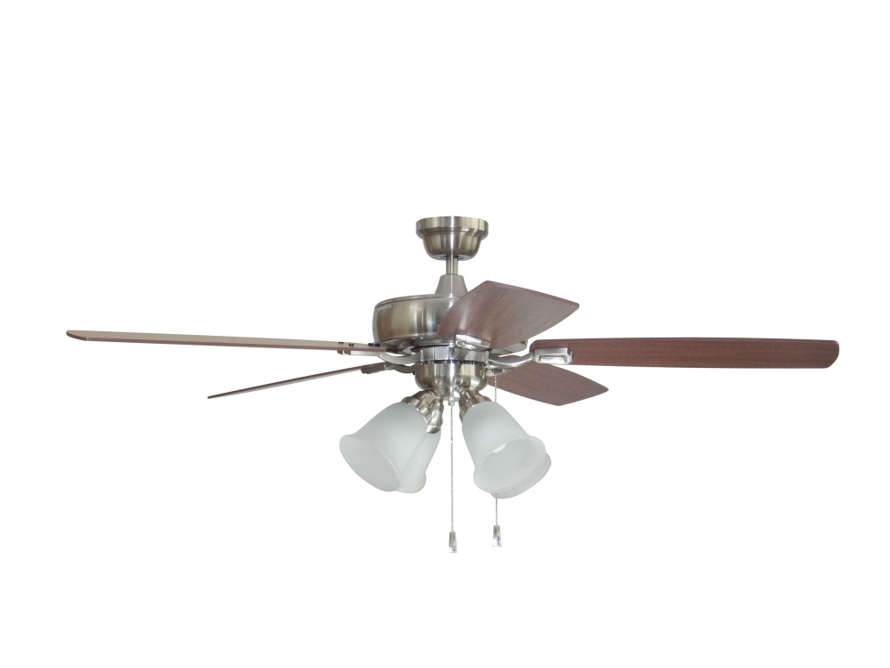 Twist N Click 52&#34; 5-Blade Ceiling Fan in Brushed Polished Nickel w/ Ash/Mahogany Blades (4-Light