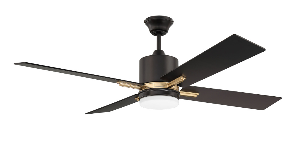 Teana 52&#34; 4-Blade Ceiling Fan in Flat Black/Satin Brass w/ Flat Black/Mesquite Blades
