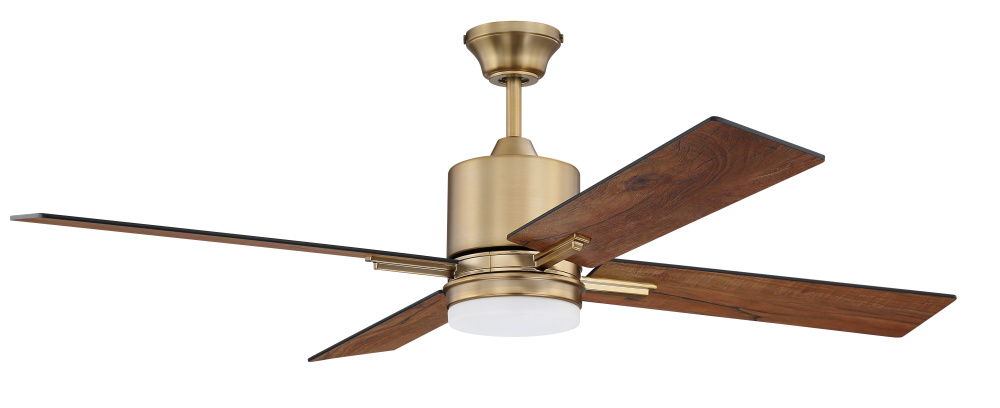 Teana 52&#34; 4-Blade Ceiling Fan in Satin Brass w/ Flat Black/Mesquite Blades