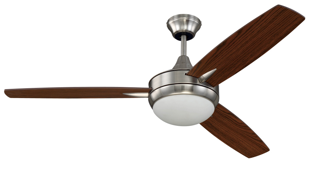 Targas 52&#34; 3-Blade Ceiling Fan in Brushed Polished Nickel w/ Dark Oak/Walnut Blades