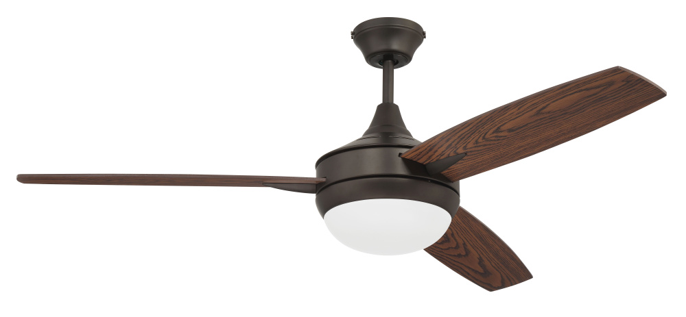 Targas 52&#34; 3-Blade Ceiling Fan in Espresso w/ Mahogany/Teak Blades; Integrated Light Kit