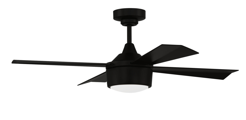 Theo 42&#34; 4-Blade Indoor/Outdoor (Damp) Ceiling Fan, Flat Black Finish, Flat Black Blades