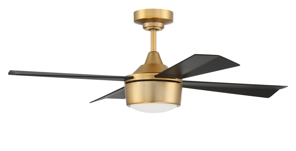 Theo 42&#34; 4-Blade Indoor/Outdoor (Damp) Ceiling Fan, Satin Brass Finish, Flat Black Blades