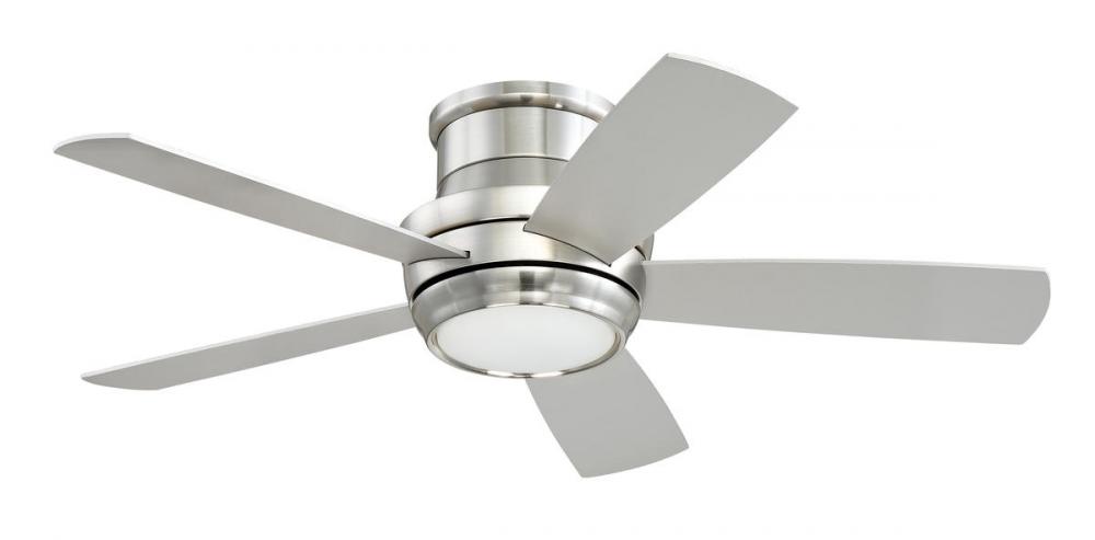 Tempo Hugger 44&#34; 5-Blade Ceiling Fan in Brushed Polished Nickel w/ Brushed Nickel/Maple Blades