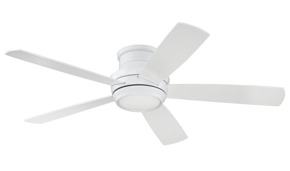 Tempo Hugger 52&#34; 5-Blade Ceiling Fan in White w/ White Blades; Light Kit Included (optional)