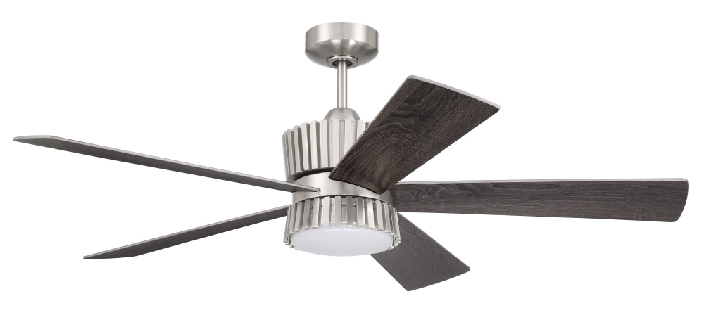 Theiry 52&#34; 5-Blade Ceiling Fan in Brushed Polished Nickel w/ Brushed Nickel/Greywood Blades