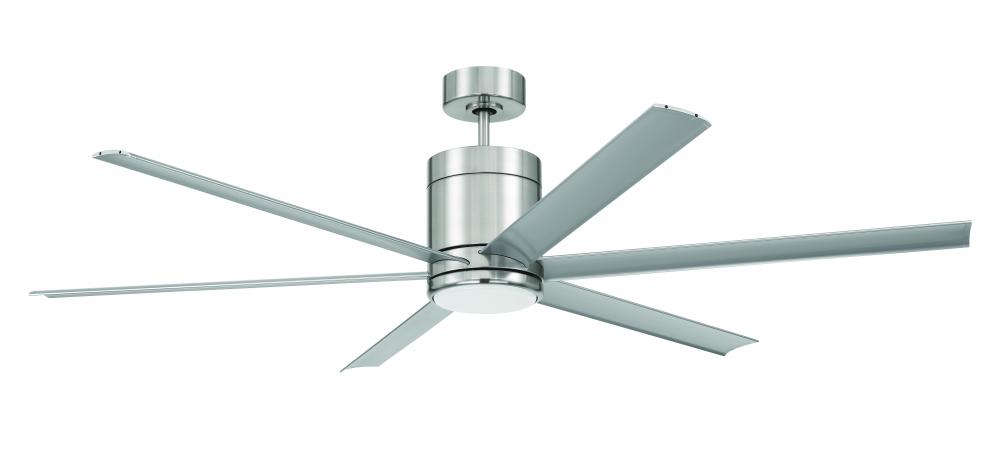 Tate 65&#34; 6-Blade Ceiling Fan in Brushed Polished Nickel w/ Brushed Nickel Blades