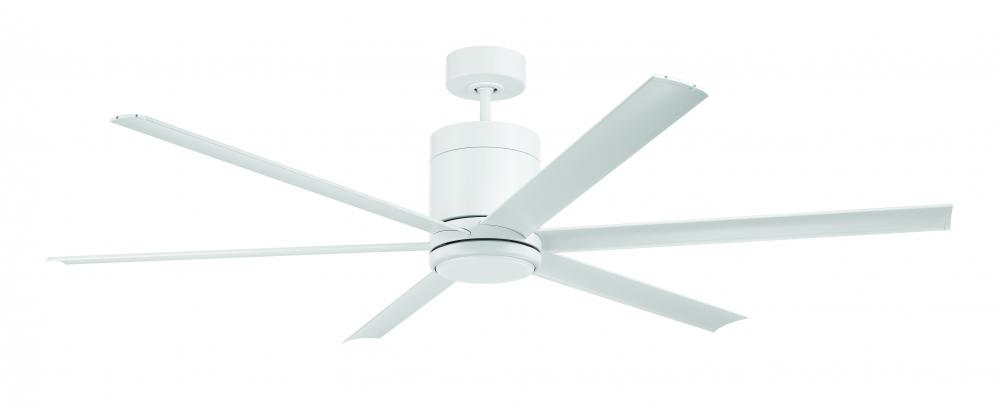 Tate 65&#34; 6-Blade Indoor/Outdoor (Wet) Ceiling Fan in White w/ White Blades