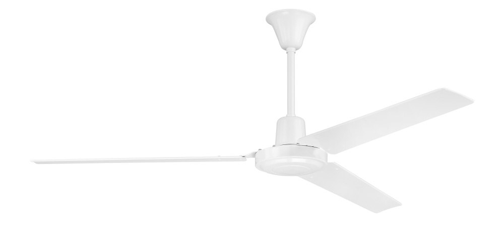 Utility 56&#34; 3-Blade Ceiling Fan in White w/ White Blades; Not Light Kit Adaptable