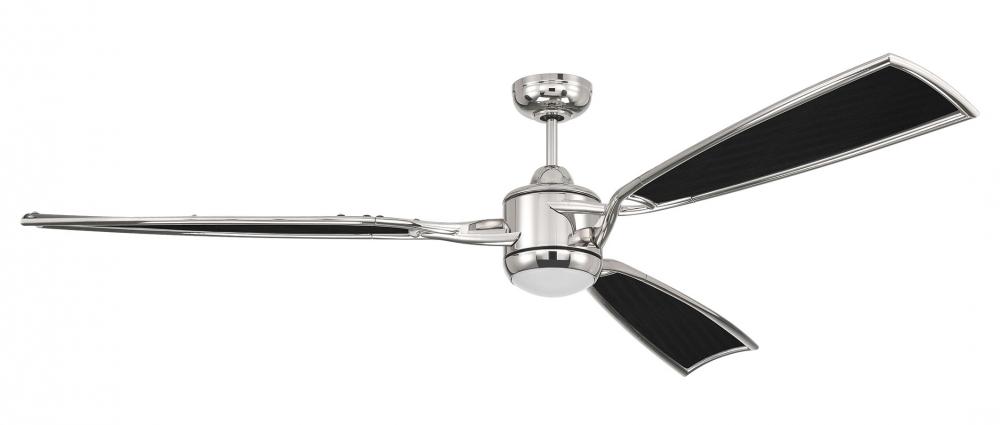 Viva 72&#34; 3-Blade Ceiling Fan in Polished Nickel w/ Flat Black Fabric Texture ABS Blades