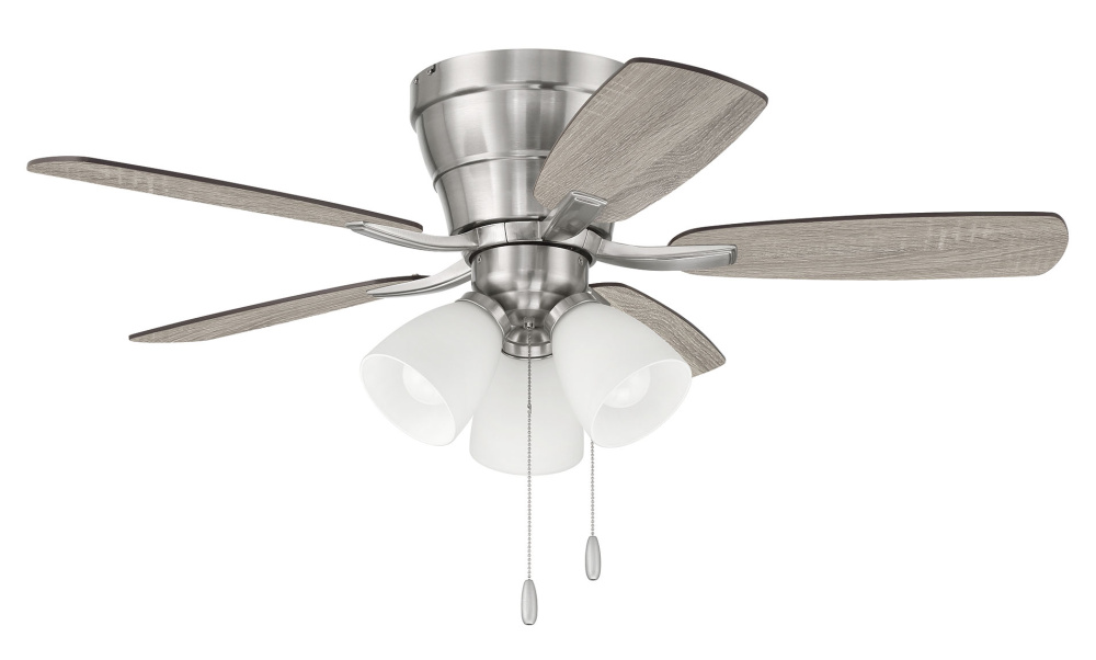 Wheeler 42&#34; 5-Blade 3-Light Ceiling Fan in Brushed Polished Nickel w/ Driftwood/Walnut Blades
