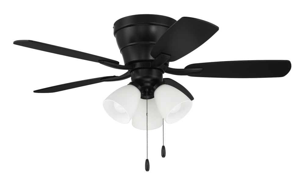 Wheeler 42&#34; 5-Blade 3-Light Ceiling Fan in Flat Black w/ Flat Black/Greywood Blades