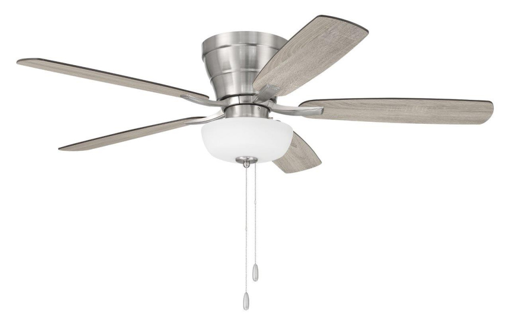 Wheeler 52&#34; 5-Blade 2-Light Bowl Ceiling Fan in Brushed Polished Nickel w/ Driftwood/Walnut Blad