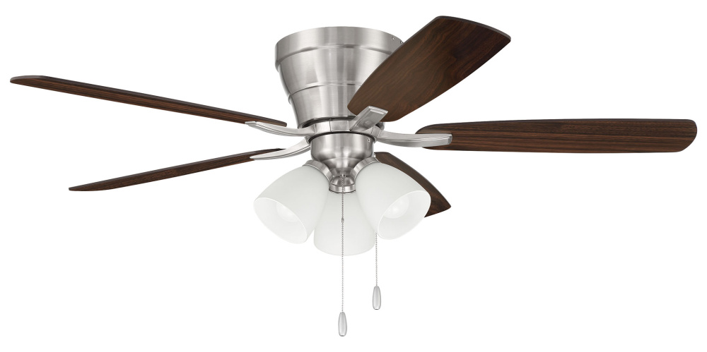 Wheeler 52&#34; 5-Blade 3-Light Ceiling Fan in Brushed Polished Nickel w/ Driftwood/Walnut Blades