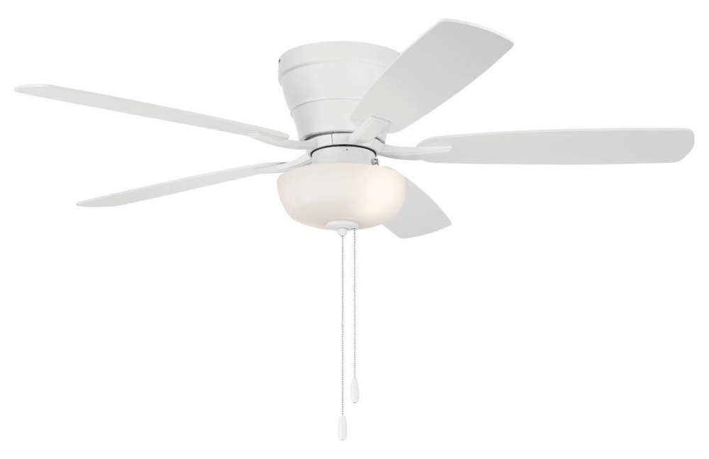 Wheeler 52&#34; 5-Blade 2-Light Bowl Ceiling Fan in White w/ White/Washed Oak Blades