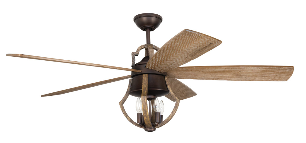Winton 56&#34; 5-Blade Ceiling Fan in Aged Bronze Brushed w/ Weathered Pine Blades