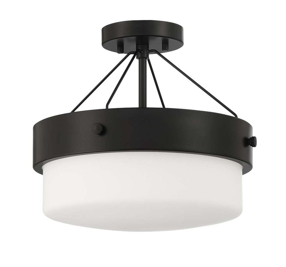 Oak Street 2 Light Convertible Semi Flush in Flat Black