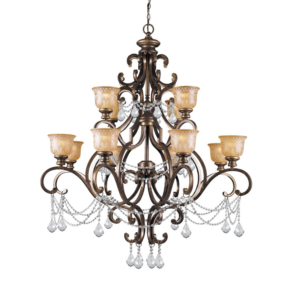Norwalk 12 Light Swarovski Strass Crystal Bronze Umber Chandelier