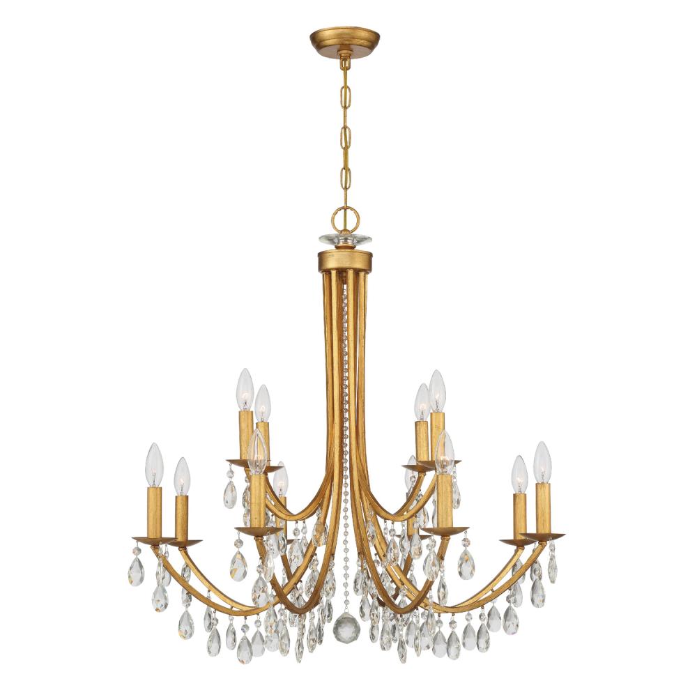 Bridgehampton 12 Light Spectra Crystal Antique Gold Chandelier