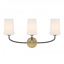 Crystorama NIL-70013-BF-MG - Niles 3 Light Black Forged + Modern Gold Bathroom Vanity