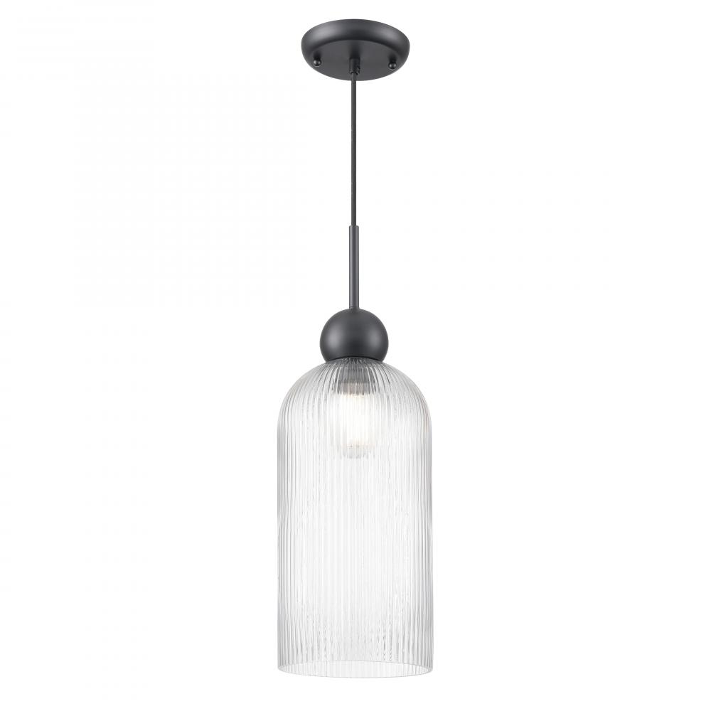 Hariette 17&#34; Ribbed Pendant, Black