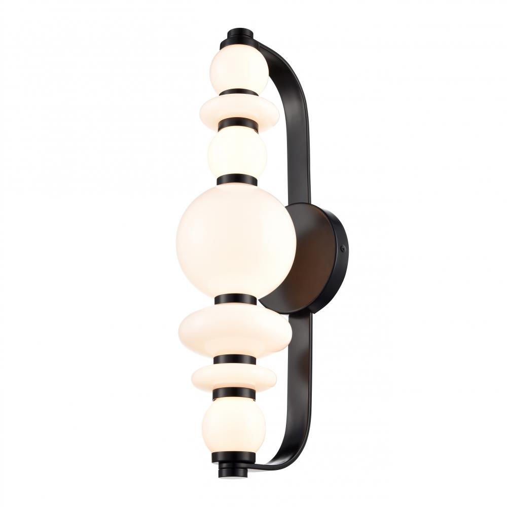 Corsair 18&#34; Sconce, Black w/True Opal Glass