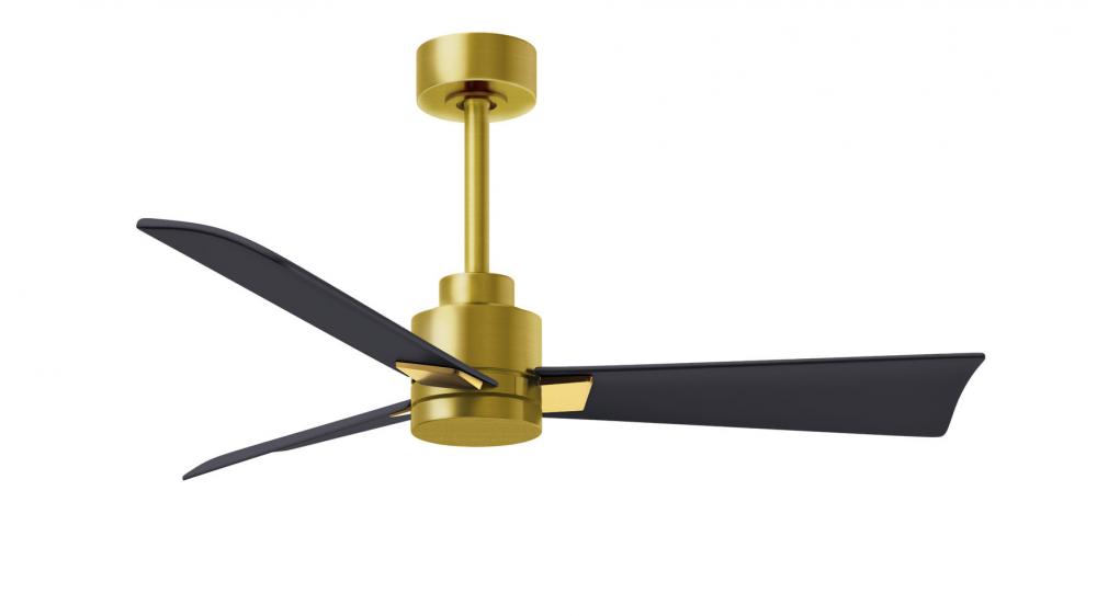 Alessandra - 42&#34; Three Blade Transitional Ceiling Fan - Brushed Brass Finish - Matte Black Blade