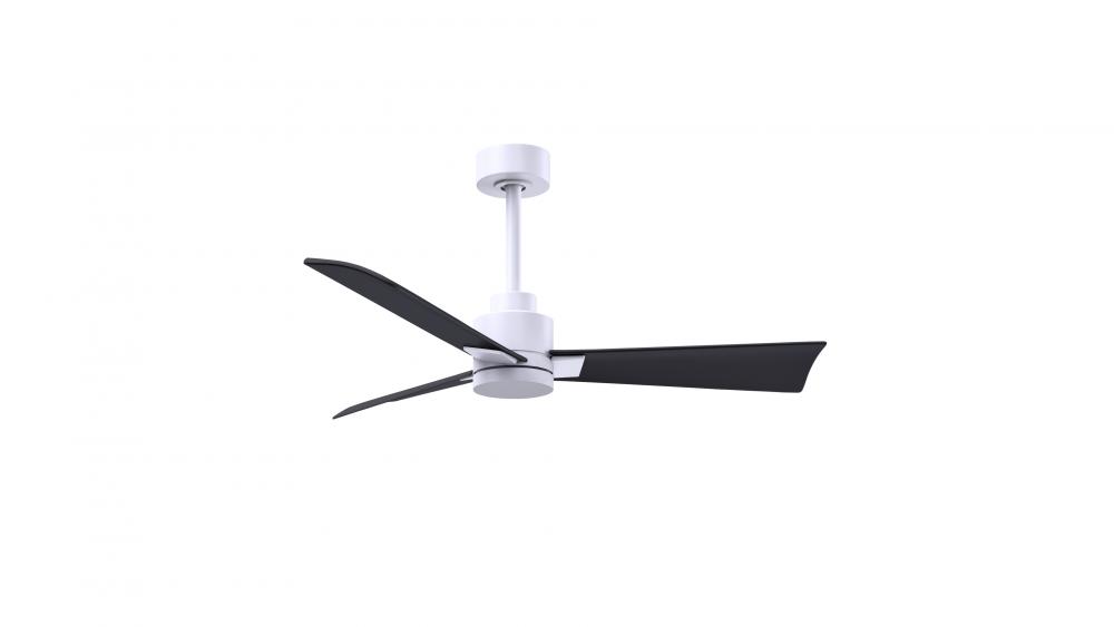 Alessandra - 42&#34; Three Blade Transitional Ceiling Fan - Matte White Finish - Matte Black Blades