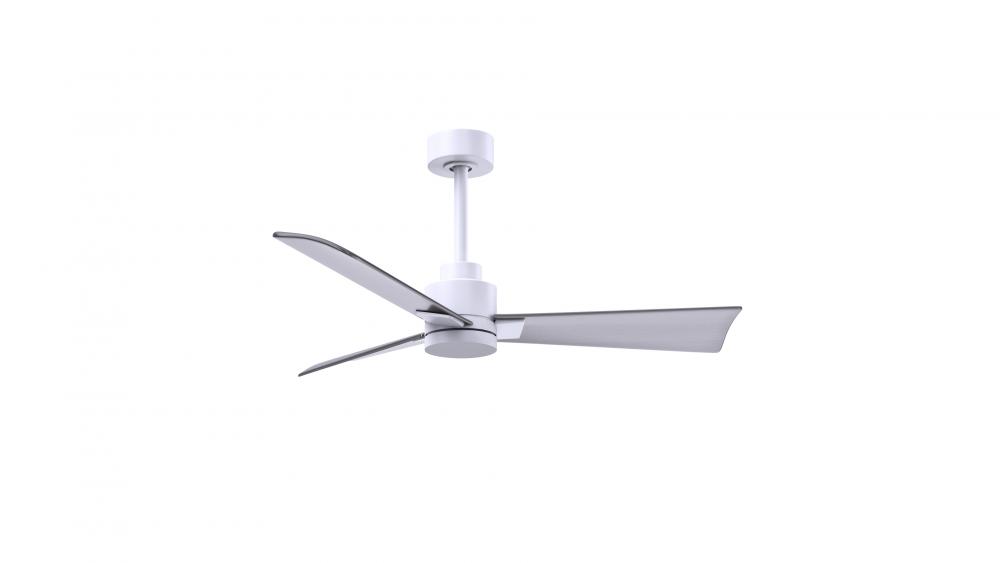 Alessandra - 42&#34; Three Blade Transitional Ceiling Fan - Matte White Finish - Brushed Nickel Blad