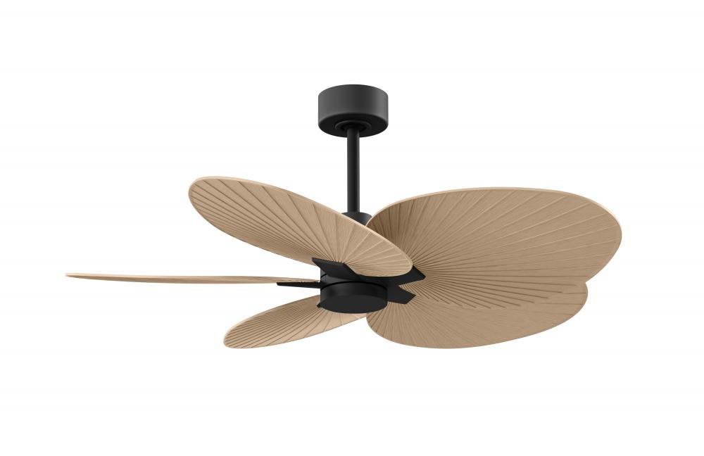 Alessandra Tropical - Five Blade Ceiling Fan - Matte Black Finish - Light Maple Tone Blades