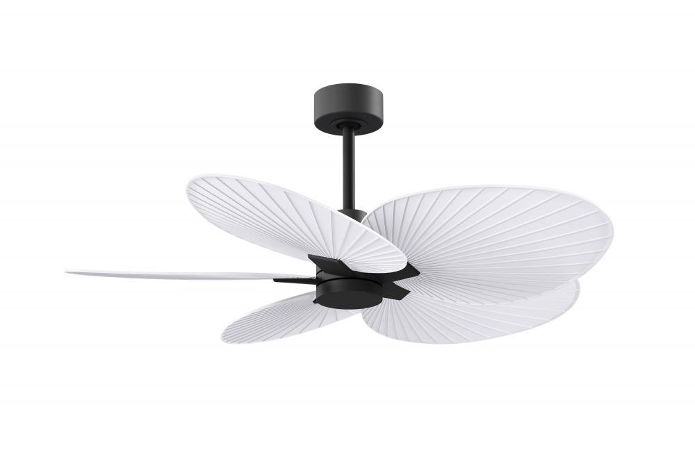 Alessandra Tropical - Five Blade Ceiling Fan - Matte Black Finish - Matte White Blades