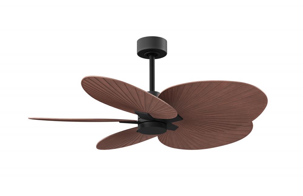 Alessandra Tropical - Five Blade Ceiling Fan - Matte Black Finish - Walnut Tone Blades