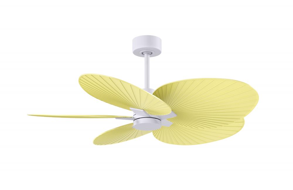 Alessandra Tropical - Five Blade Ceiling Fan - Matte White Finish - Light Yellow Blades