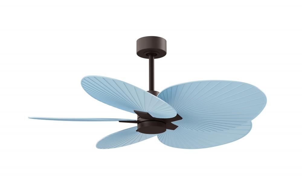 Alessandra Tropical - Five Blade Ceiling Fan - Textured Bronze Finish - Light Blue Blades