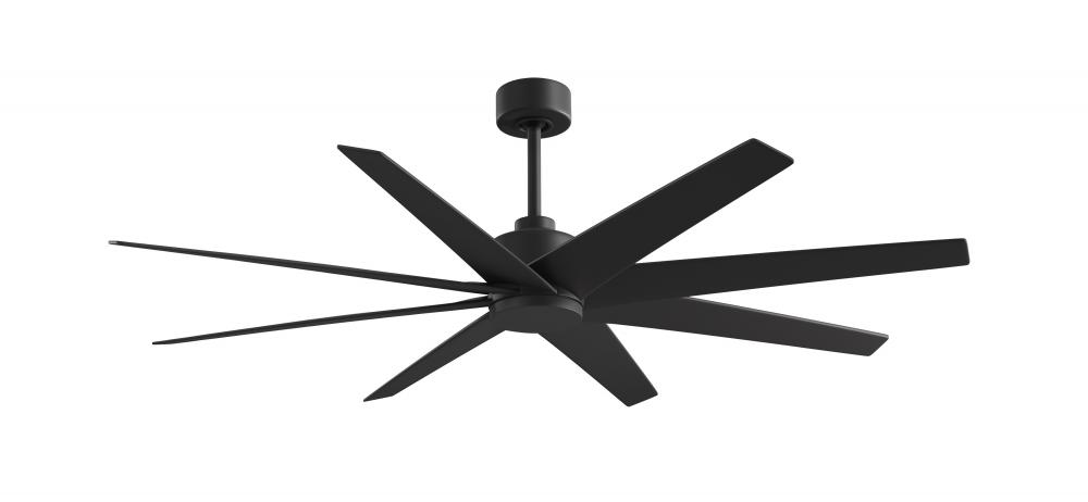 Ariella - Eight Blade Ceiling Fan - Matte Black Finish - Matte Black Blades