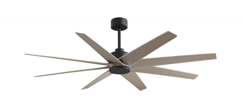 Ariella - Eight Blade Ceiling Fan - Matte Black Finish - Gray Ash Tone Blades