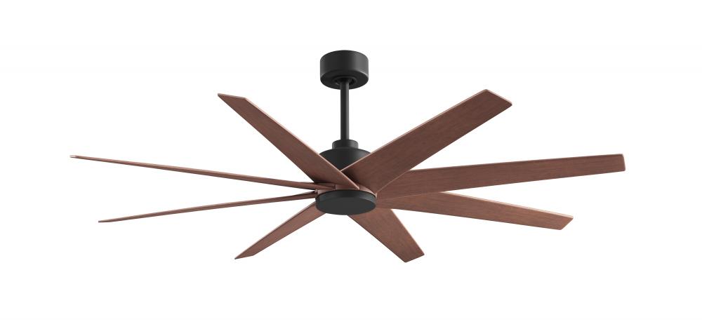 Ariella - Eight Blade Ceiling Fan - Matte Black Finish - Walnut Tone Blades