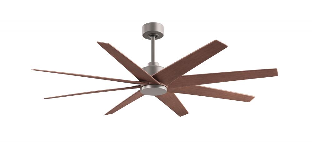 Ariella - Eight Blade Ceiling Fan - Brushed Nickel Finish - Walnut Tone Blades