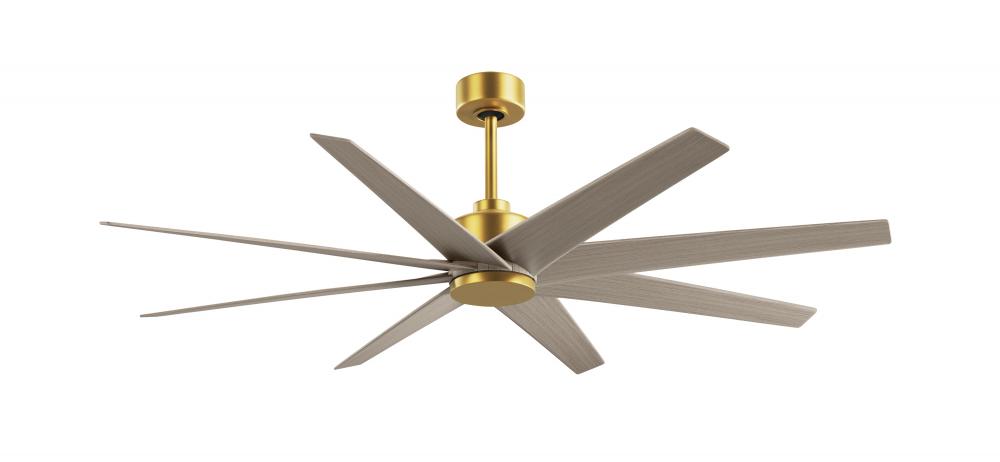 Ariella - Eight Blade Ceiling Fan - Brushed Brass Finish - Gray Ash Tone Blades