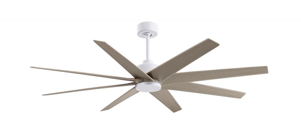 Ariella - Eight Blade Ceiling Fan - Matte White Finish - Gray Ash Tone Blades