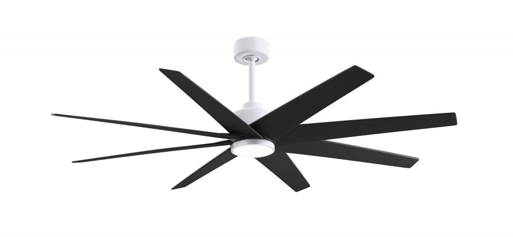 Ariella - Eight Blade Ceiling Fan - 5CCT Integrated LED - Matte White Finish - Matte Black Blades