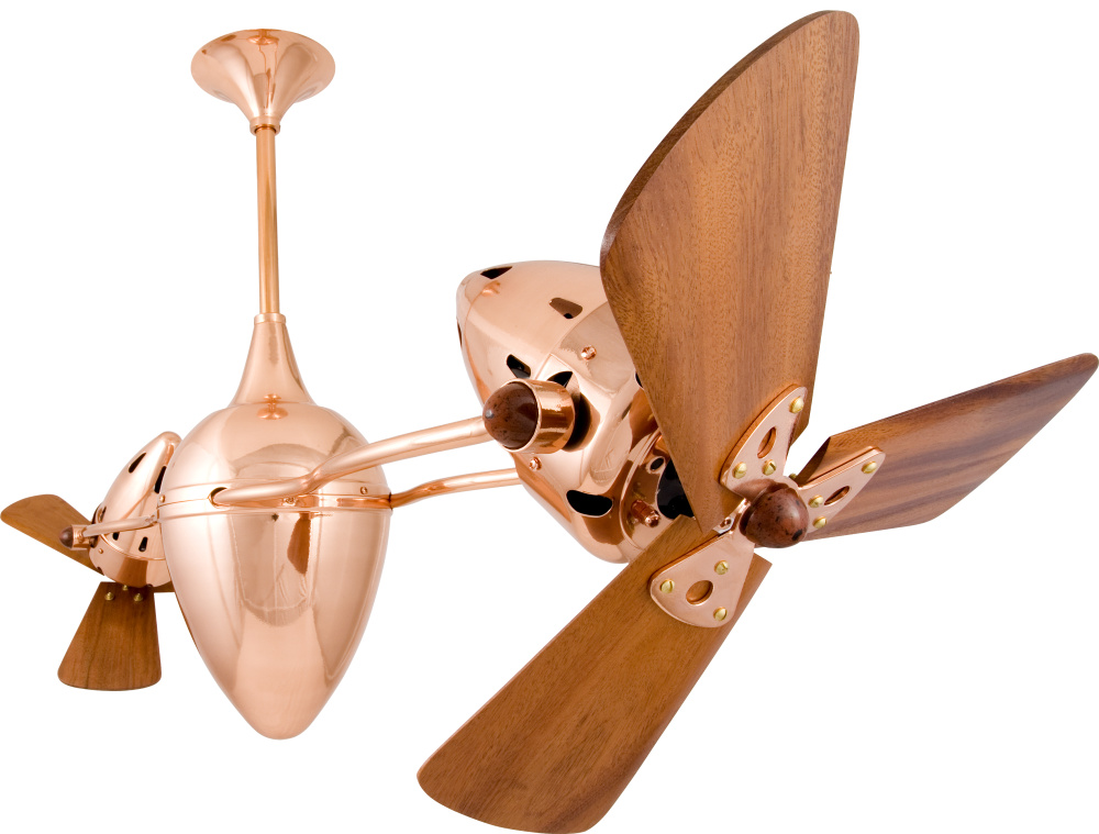 Ar Ruthiane - Rotational Ceiling Fan - Brushed Copper Finish - Mahogany Tone Blades