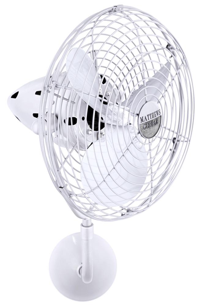 Bruna Parede - Directional Wall Fan - Gloss White Finish - Metal Blades